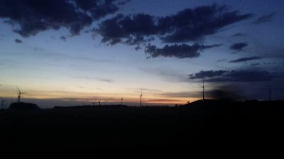 The sun sets on the windfarm at Mount Mercer, Western Victoria after a long, scorching day. Photo courtesy of Josie H.
